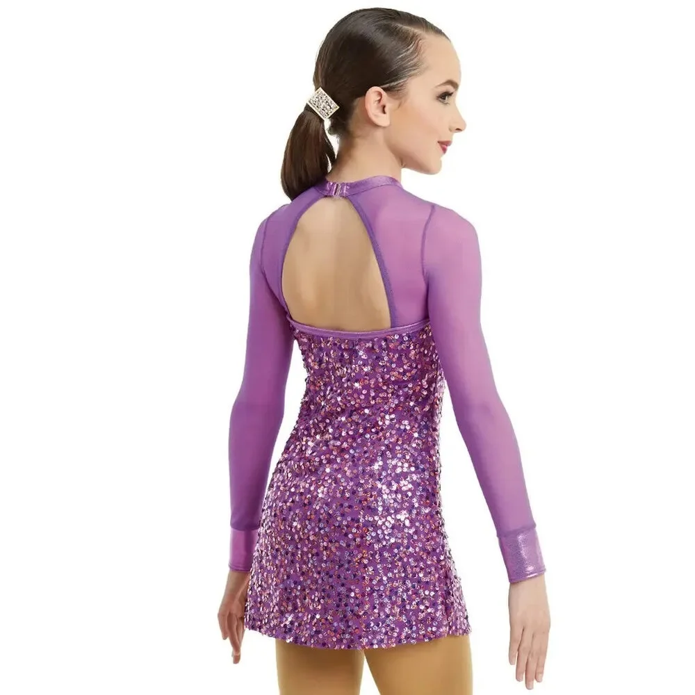 Pre-Owned Dance Costume Weissman 11402 Int Child Purple Dress Jazz Sequin